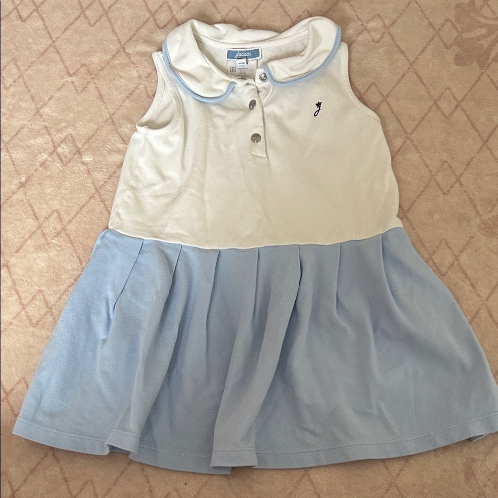 Jacadi White and Blue Collared Dress
